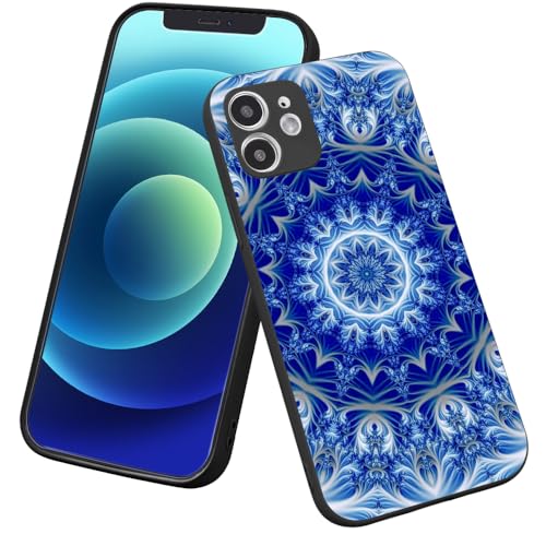 Coque Mandala iPhone 15 motif floral bleu antichoc souple