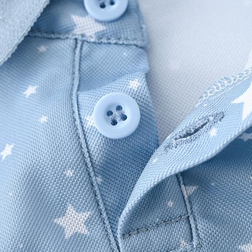 Kids Boys Polo Shirt Breathable Short Sleeve Classic Polos Toddler Tropical Floral Graphic (Light Blue-4, 6-7 Years)4