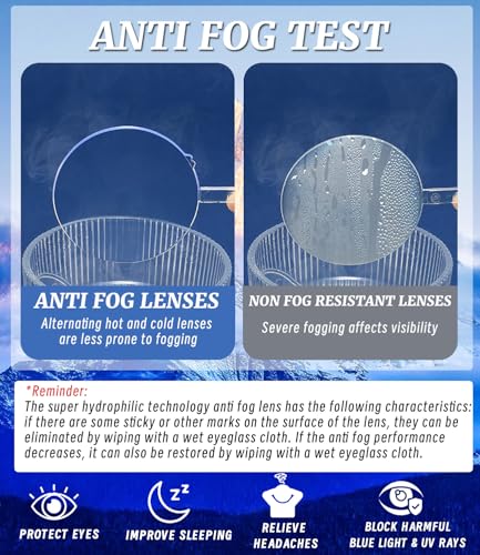 Image of Hubeye TR90 Anti-Fog Blue Light Blocking Reading Glasses,Cheaters Readers | Ultralight Sports Style, Patchwork Temples, Adjustable Hinges, Fog-Free Lenses, Wearing Masks, Computer Reading