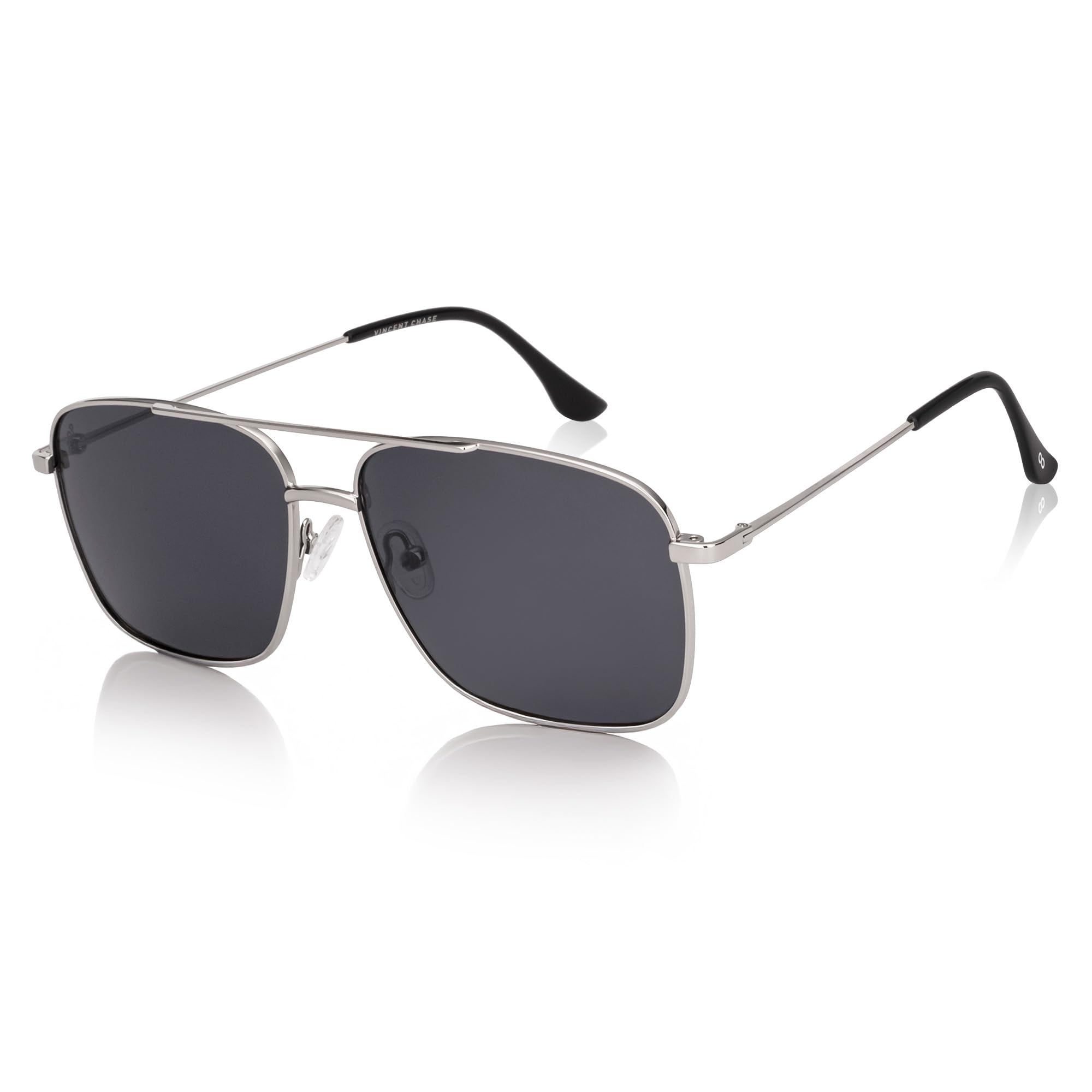vincent chase eyewear Vincent Chase By Lenskart | Silver Full Rim Square|Polarized Stylish Sunglasses | 100% UV Protected | Men & Women (Medium, VC S18684)-picture-32