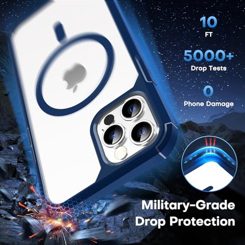 Image of TAURI for iPhone 12 Pro Max Case, Compatible with MagSafe, Blue | with Screen Protector, Not-Yellowing Military-Grade Protection, Shockproof Slim Magnetic Case for iPhone 12 ProMax