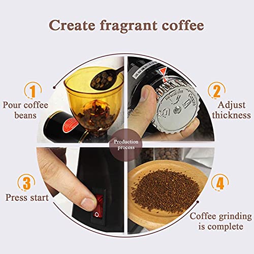 SXLCKJ Elektrische Burr Mill Kaffeemühle Einstellbare Kaffeebohnenpulvermahlmaschine mit 8 Grind Setti (Crusher… – Bild 8