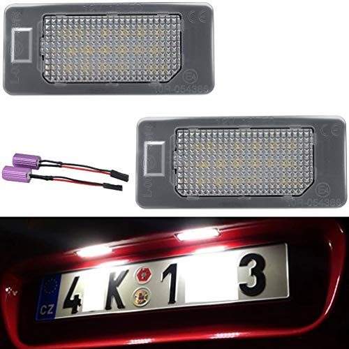 NJSBYL Xenon White LED License Plate Lights for VW Jetta GLI/Hybird Passat TigVan Touareg Rear License Plate Light Lamps Assembly with Can-bus Error Free OEM NO.5N0943021B