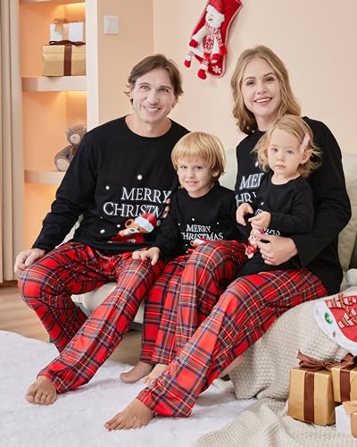 YALLET Matching Family Pajama Sets Cozy Christmas Parent-Child Pajama Holiday Sleepwear Homewear Xmas Pjs Loungewear4
