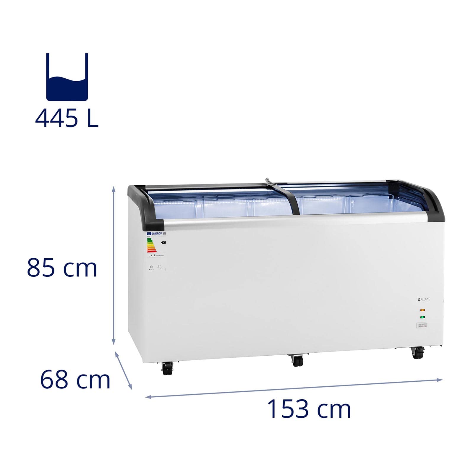 Royal Catering Arcón Congelador Cámara Profesional RCFZ-248G (Volumen: 445 L, Refrigerante: R290, Rango de temperatura: -30-5 °C)