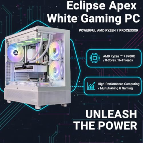 Eclipse Apex White Gaming PC AMD Ryzen 7 9700X Nvidia GeForce RTX 4070 Ti Super 32GB DDR5 RAM 2TB NVMe SSD High FPS 1440p 4K Desktop Computer - Image 4