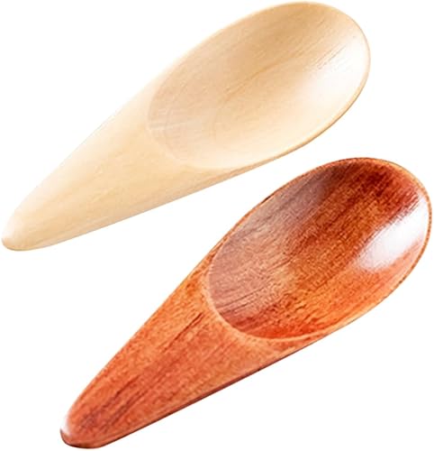 Cucharas de madera pequeñas 2 cucharas de madera para postre cucharadita de sal cucharadita multifunción cucharas pequeñas cucharas de té prácticas