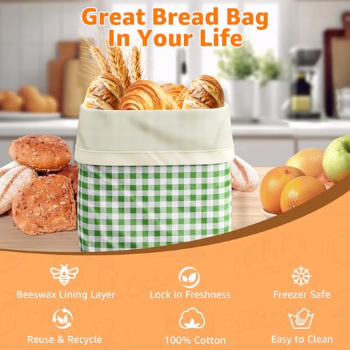 GCTGCT Large Beeswax Bread Bags for Sourdough, 13\" W x 17\" H Reusable Cotton Material, Ideal for Sourdough Bread Storage to Keep Fresh Lock Moisture Bread Boxes (2 Pack)