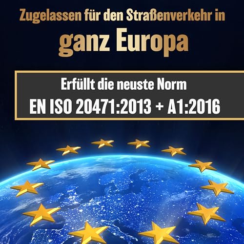HELDENWERK Warnwesten Auto 4er Set Europaweit gültig nach aktueller Norm 2026 EN ISO 20471 - Reflektierende Warnweste Auto - Sicherheitsweste Gelb - Warnschutzweste - Auto Warnweste für Erwachsene