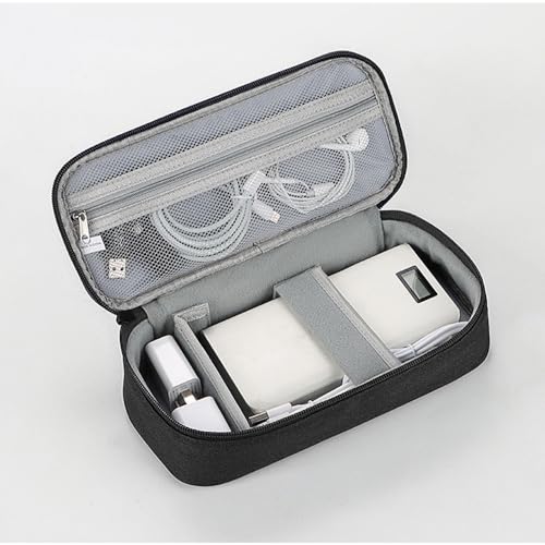 Travel Essentials Electronics Cord Organizer Case, Waterproof Portable Tech Accessories Pouch Multifunctional Storage Bag for Cable, Charger, Phone, USB, Earphone, Black