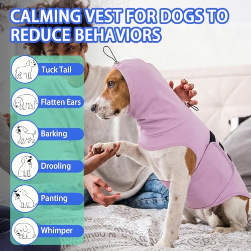 Image of MIGOHI Anxiety Vest for Small Dogs | Dog Calming Vest for Separation,Soft Dog Anxiety Shirt,Anxiety Jacket for Dogs with Ear Wrap to Reduce Noise Stress,Fireworks,Thunderstorm,Purple,S