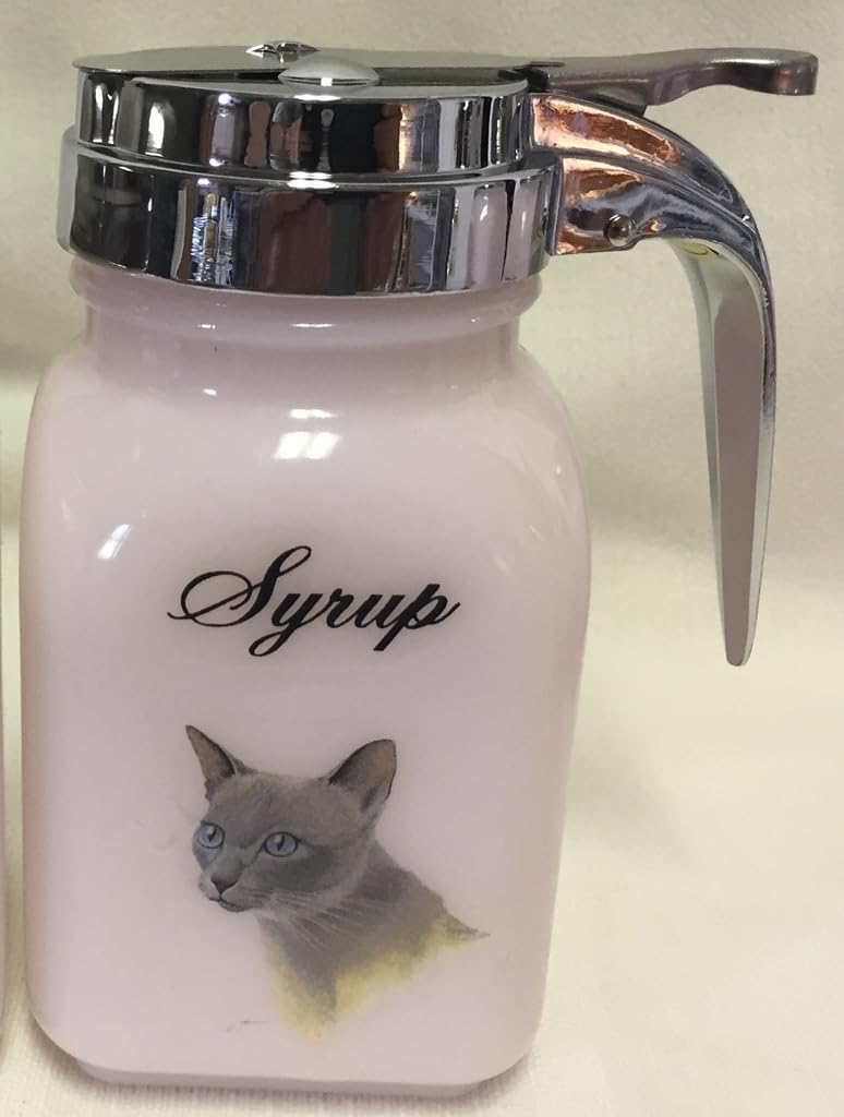 Syrup Dispenser - Crown Tuscan - American Made - Mosser Glass USA (Tonkinois Cat w/Script Lettering)