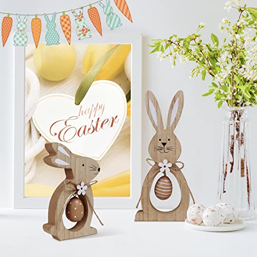 2Pcs-Easter-Decorations-for-the-Home-Farmhouse-Rustic-Wooden-Bunny-with-Egg-Easter-Tiered-Tray-Decor-Happy-Spring-Decoration-for-Indoor-Home-Party-Easter-Tabletop-Decoration-Easter-Gifts-for-Kids 2Pcs Easter Decorations for the Home Farmhouse Rustic Wooden Bunny with Egg Easter Tiered Tray Decor Happy Spring Decoration for Indoor Home Party Easter Tabletop Decoration Easter Gifts for Kids
