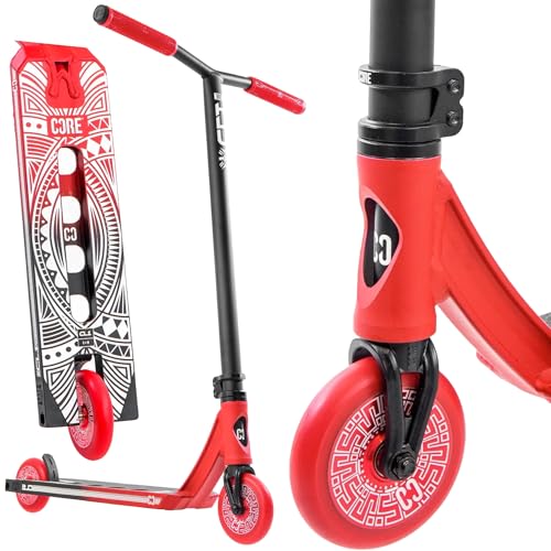 CORE Patinete Trick Tret Roller de 110 mm, ruedas Abec 9 I para principiantes y profesionales, a partir de 5 años, altura de 78 a 96 cm, incluye pegatina Fantic26 (Park CL1 H = 86 cm (negro/rojo))