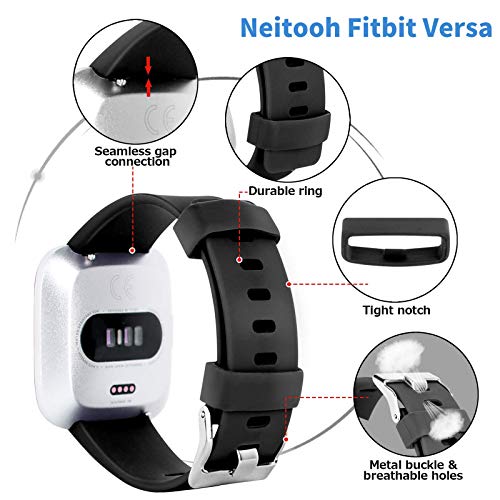 Neitooh 4 Packs Bands Compatible With Fitbit Versa/Versa 2/Fitbit Versa Lite For Women And Men, Classic Soft Silicone Sport Strap Replacement Wristband For Fitbit Versa Smart Watch #TOP3