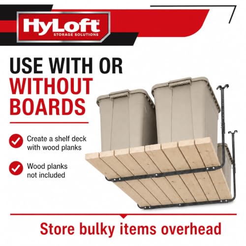 Image of HyLoft Adjustable Garage Ceiling Mount Storage Rack Kit, Ceiling Shelving Mounts, 34 in. x 26 in., 80844-10, Hammertone
