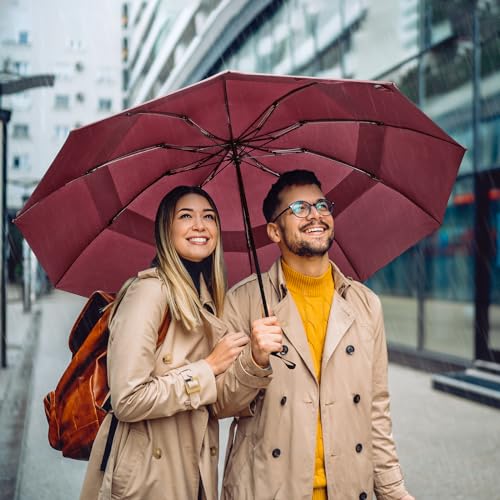 Image of G4Free 62 Inch Large Golf Umbrella Compact Reverse Travel Umbrella 10 Ribs Windproof for Rain Double Canopy Automatic Open Close