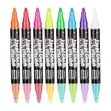 Tiza líquida de doble extremo, a prueba de manchas y borrable, 1 caja (8 piezas), marcadores de tiza líquida, marcadores de borrado en seco, a base de agua, respetuosos con el medio ambiente, seguros