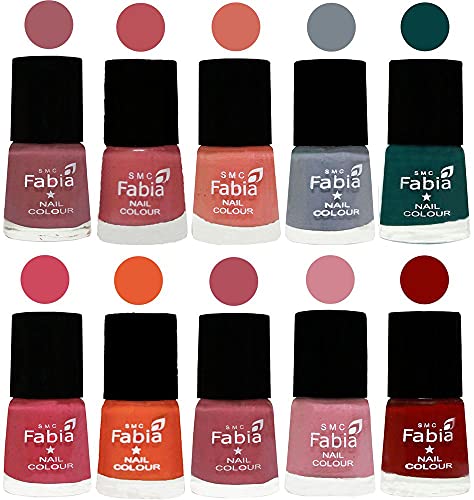 Image of ALL IN ONE (PACK OF 10), Long Lasting Glossy Nail Polish, 6 ml Each, All Vibrant Colours,01981