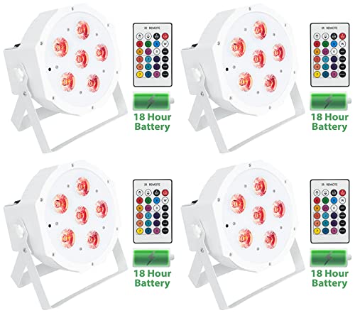 4 Rockville Battery PAR 61 White Rechargeable RGBWA+ DMX DJ Up-Lights+Remotes