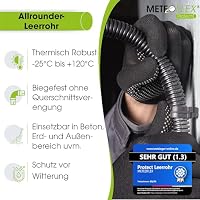METEOFLEX PROTECT Leerrohr mit Zugdraht/Einzughilfe 750N M20 / M25 / M32 / M40 / M50 aus HDPE - Wellrohr für Erdreich, Erdverlegung, Außenbereich, Beton - hohe Druck- & Schlagfestigkeit (M40-10m) – Ansicht 2