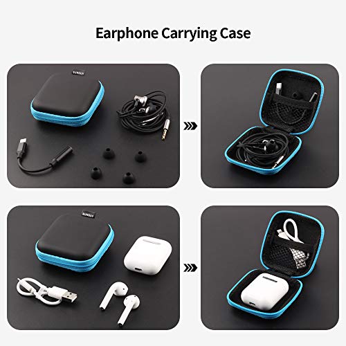 Image of Earbuds Case,SUNGUY [5-Pack] Portable Small Mini Hard EVA Carrying Case Storage Bag with Carabiner for Earphone,Earbuds,Bluetooth Headset,Wired Headset Mini Case and More