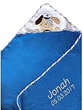 kapuzenhandtuch mit namen sterntaler  KIDDI-MEDIA Kapuzenhandtuch Bestickt mit Name und Geburtsdatum / 100x100 cm/kuschelig weich / 1A Qualität / 100% Baumwolle (Blau - Hund als SEEMANN)
