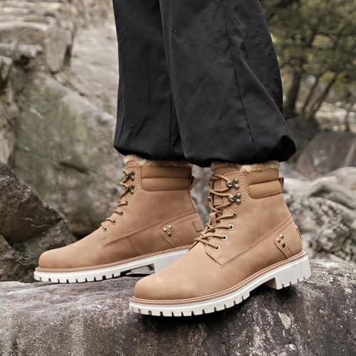 Image of Mens Snow Boots Fur Lined Hiking Boots Waterproof Anti-Slip Outdoor Climbing Shoes