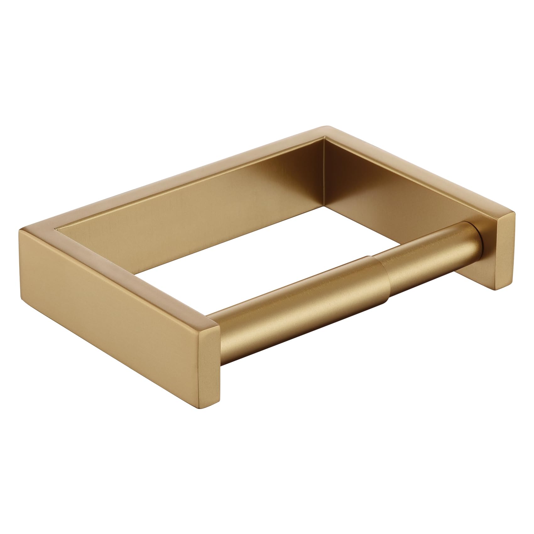 KOKOSIRI Roll Paper Holder Spring Loaded Tissue Paper Holder Bathroom Toilet Roll Holder with Shelf Wall Mounted Stainless Steel Brushed Gold B2012BG — Amazon image 10