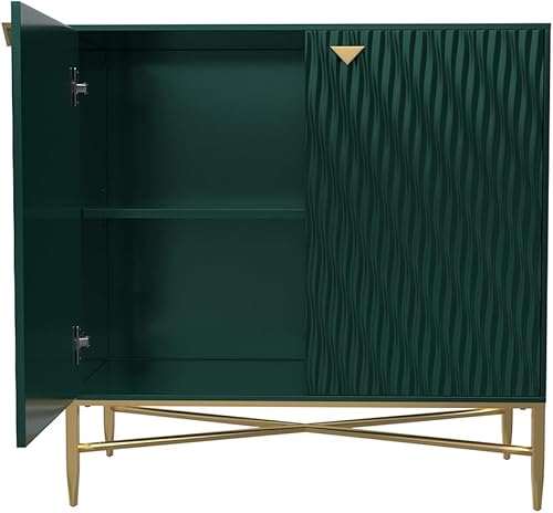 Miniatura 7 de Armario moderno con puertas, aparador con patas de metal dorado para sala de estar, entrada y cocina, comedor, color verde