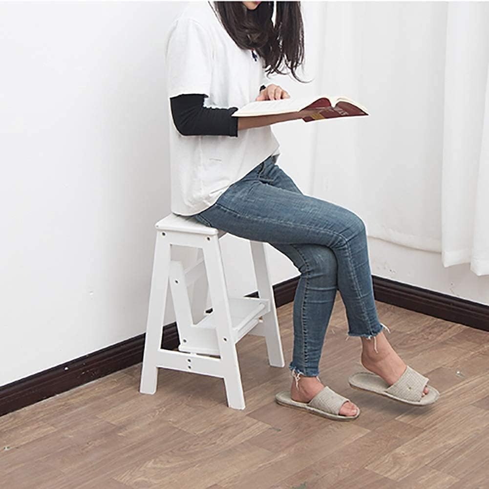 Household Goods 2 Folding Step Ladder Wooden Ladder, Home Interior Stair Step Stool, Wooden Kitchen Step (Natural)