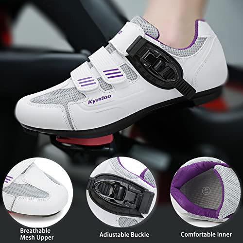 Image of Womens Cycling Shoes Compatible with Peloton Bike Clip in Ladies Indoor Cycling Road Bike Riding Biking Shoes, Pre-Installed Delta Cleats