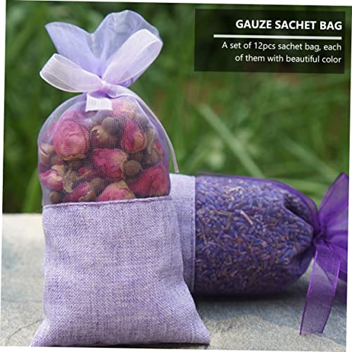 12 bolsas de sachet de lavanda vacías para armario miniatura 7