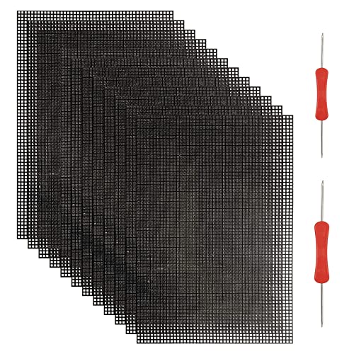 Image of 12PCS Plastic Mesh Canvas Sheets, 20x13 Inch Plastic Mesh Sheets for Crafts, Black Plastic Canvas and Embroidery Tools for Embroidery Crafting Knit