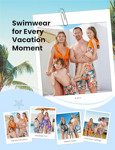Image of PATPAT Family Matching Swimwear Set: Floral Print Sleeveless Ruffled One Piece Bathing Suits
