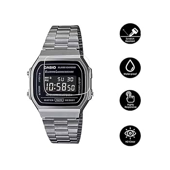 CASIO チープカシオ A168WGG-1B 9H高硬度保護フィルム貼付済み CASIO チープカシオ A168WGG-1B 9H高硬度保護フィルム貼付済み
