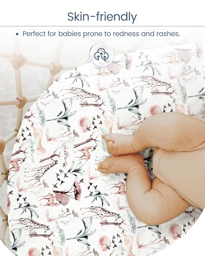 Image of Pack and Play Sheets Fitted, Ultra Soft Mini Crib Sheets Girl, Pink Pack N Play Mattress Sheets Hypoallergenic and Soothing, Premium Jersey Playard Sheets, Safari Sea Animals, 2 Pack