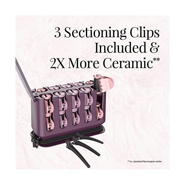 Remington-H9100S-Pro-Hair-Setter-with-Thermaluxe-Advanced-Thermal-Technology-Electric-Hot-Rollers-11--Purple-1-Count REMINGTON Pro Hair Setter with Thermaluxe Advanced Thermal Technology, 20 Electric Hot Rollers, 8 Medium (1") Rollers & 12 Large (1 ¼") Rollers, Purple