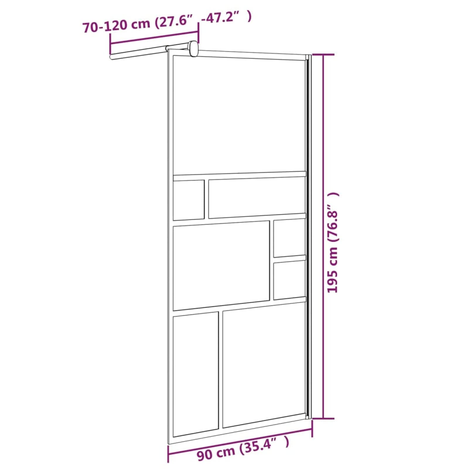 Parete per Doccia Walk in 90x195 cm in Vetro ESG Bianco,Parete per Doccia Walk-in,Parete Doccia,Componenti Doccia,Pareti Doccia-151869