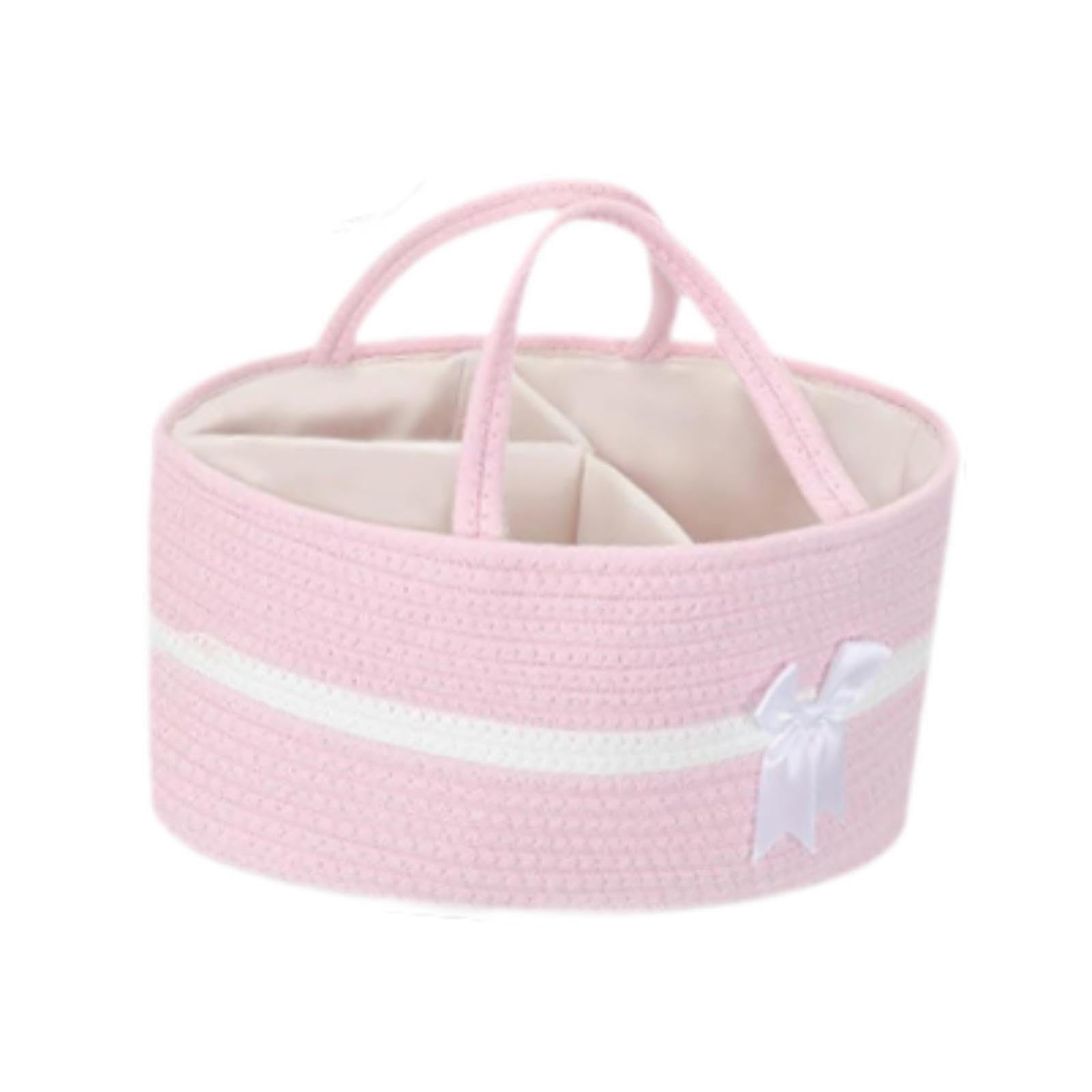 Organizzatore per, Borsa Porta Pannolini, Contenitore Intrecciato, Organizer per Pannolini per Neonati e tiralatte, Bianco Rosa