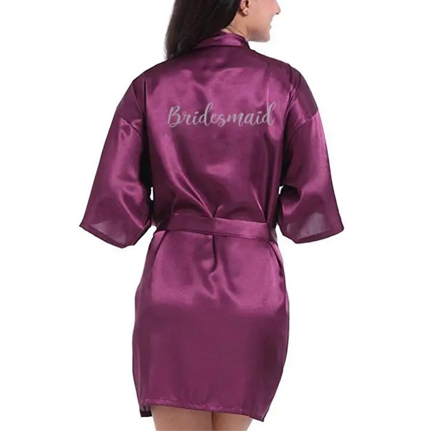 Yeuyyben Viola Robe Madre Dello Sposo Abiti Matrimonio Breve Sposa Kimono Damigella D'onore Raso Robe