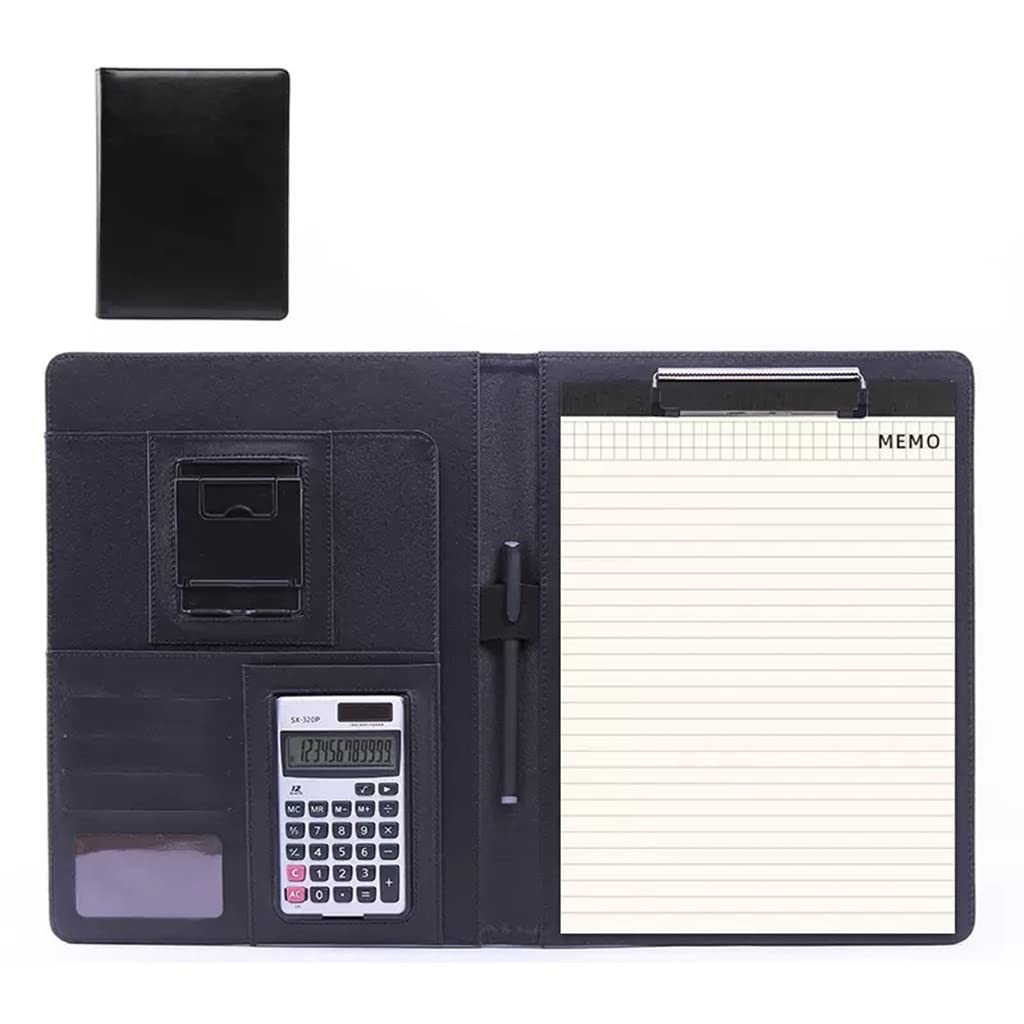 Schreibmappe A4 Klemmbrettmappe Professionelle Schreibmappe mit faltbarem Tablet-Telefonständer für wichtige Dokumente, Visitenkarten, Zubehör und andere wichtige Dinge.