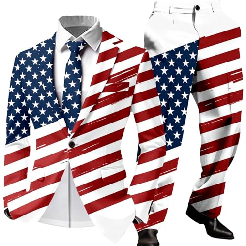 Ensemble imprimé patriotique homme veste pantalon doux