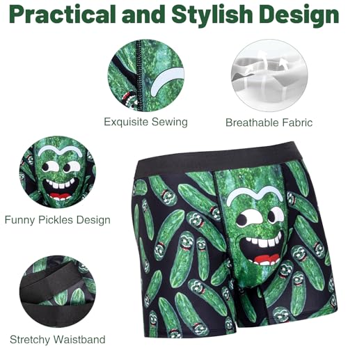 Novelty Funny Boxers Underwear Gag Gifts for Men Pickles Boxer Briefs Shorts White Elephant Gift for Adults3
