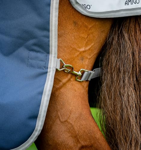 Image of Horseware Amigo Bravo 12 Plus Turnout 400g - Navy /Titanium Grey & Silver, 66 inches