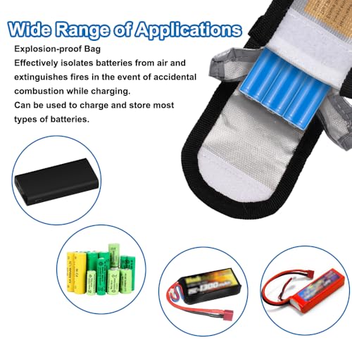 3 Stück Lipo Batterie Safe Bag, Explosionsgeschützte Lipo-Sicherheitstasche, Feuerfeste Batterie-Tasche, Feuerfeste Sicherheitsschutztasch, Klein Akku Tasche, für Ladung Und Transport(12.5x6.5x5cm)