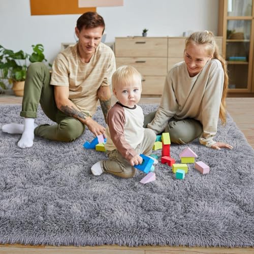 Image of 3x5 feet Soft Area Rug for Living Room and Bedroom, Modern Indoor Floor Carpet with Non-Slip Backing, Comfortable Decorative Home Decor Rug, Easy Clean & Durable- (Grey, Rectangular)
