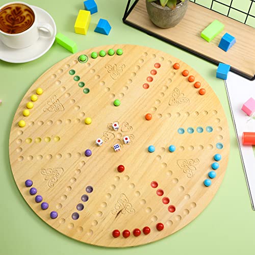 Marble Board Game Wooden Marble Game Wahoo Board Game Fun Chinese Checkers Board Game With 6 Colors 36 Marbles 6 Dice For Adults Family Game Night, Double Sided Painted 6 And 4 Player (Round) #TOP6