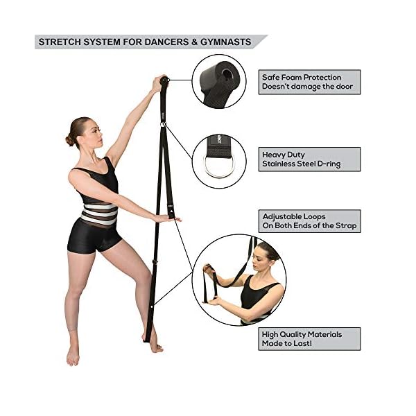 Stretching Strap With Door Anchor - Stretching Equipment To Improve Legs Flexibility - Splits Trainer For Home Ideal In Ballet, Dance, Cheerleading, Taekwondo, Yoga, Pole Dancing & Gymnastics