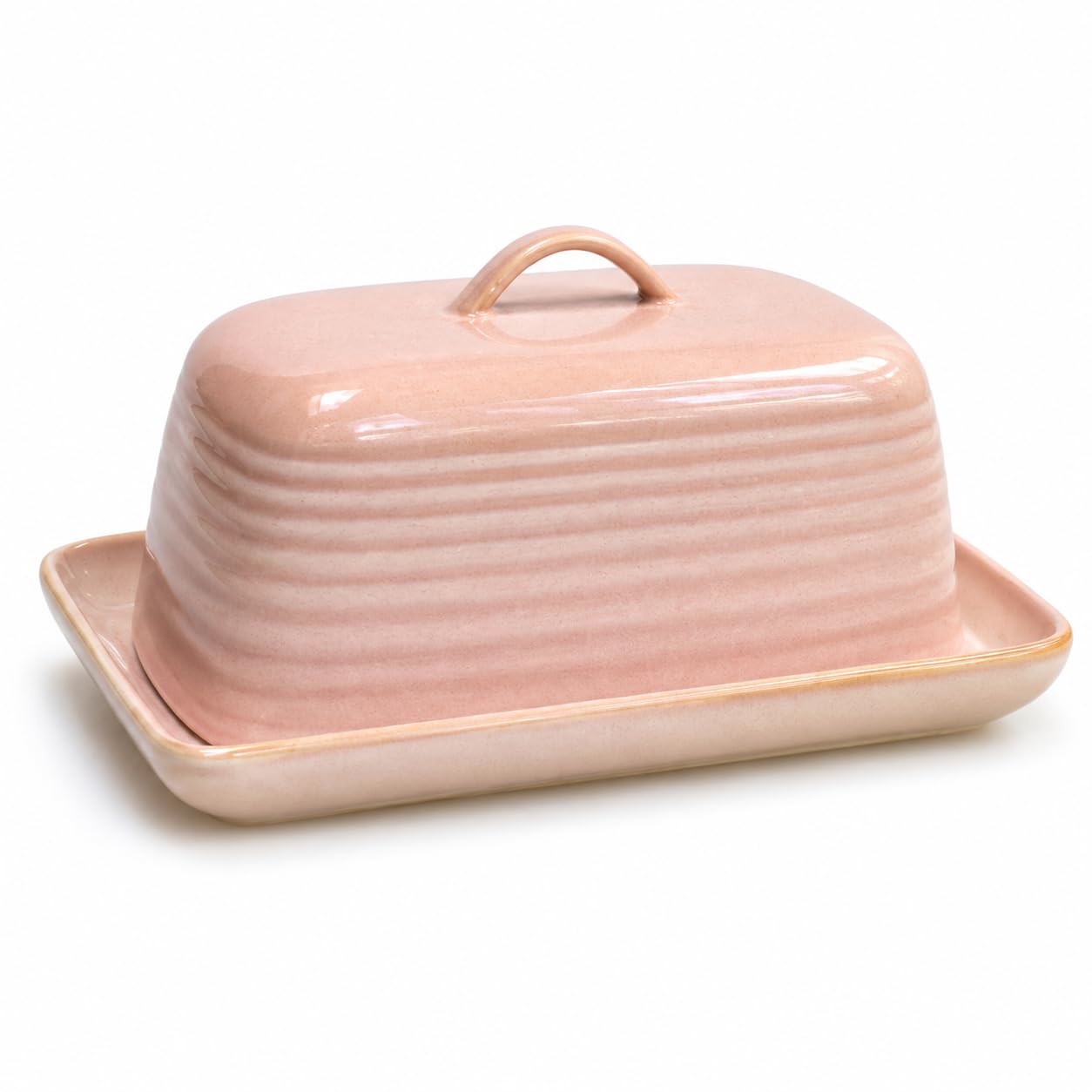 Pink Reactive Glaze Ceramic Butter Dish with Lid | Holds 250g | Dishwasher Safe | Scandi Home | Artisan Kitchen Gift